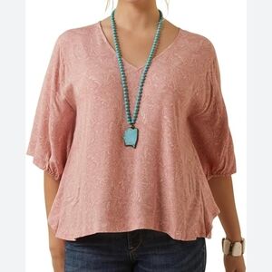 Ariat Medium Floral Short-waisted Shirt With Large Sleeves